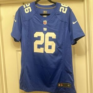 Blue Nike NFL on field Giants Jersey Saquon Barkley women’s XL
